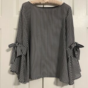 Striped Black and White Women's Top
